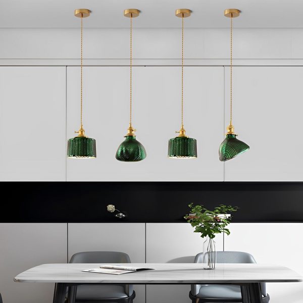 Creative Personality LED Copper Glass Green Retro Nordic Pendant Lights - Image 5