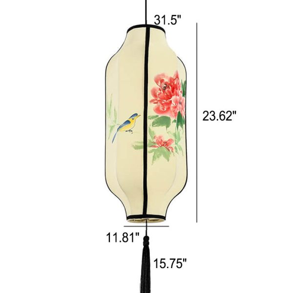 Oriental Antique Handmade Oval Lantern Fabric 1-Light Pendant Light - Image 19