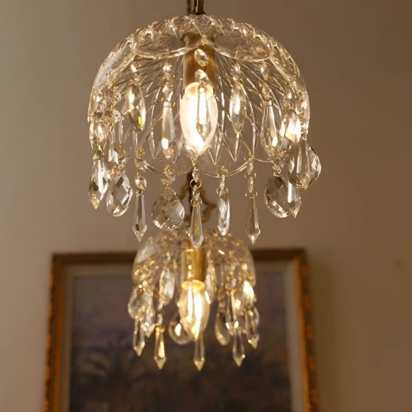 Retro Glass Crystal LED Gold Modern Pendant Lights Hanging Ceiling Lamp - Image 6