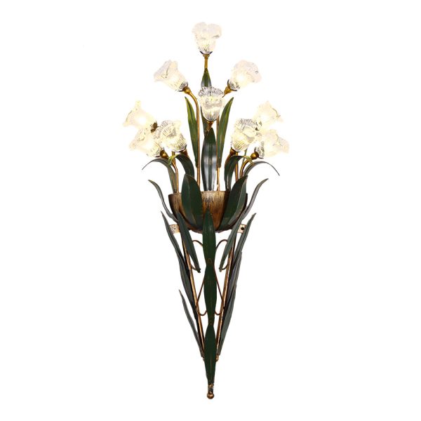 Bouquet Flowers Leaves White Light Pastoral American Style Wall Lamp - Image 12