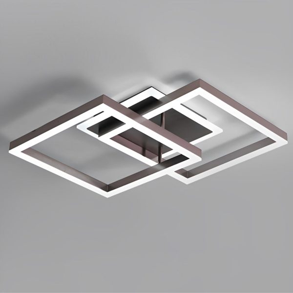 Square Overlapping LED Aluminum Brown Modern Ceiling Light Fixture - Image 7