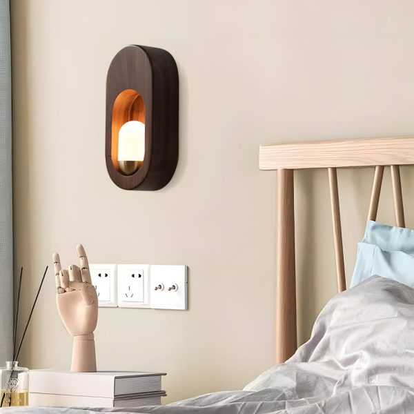 1-Light Wood Oval Wall Sconce - Wood/Walnut - Image 3