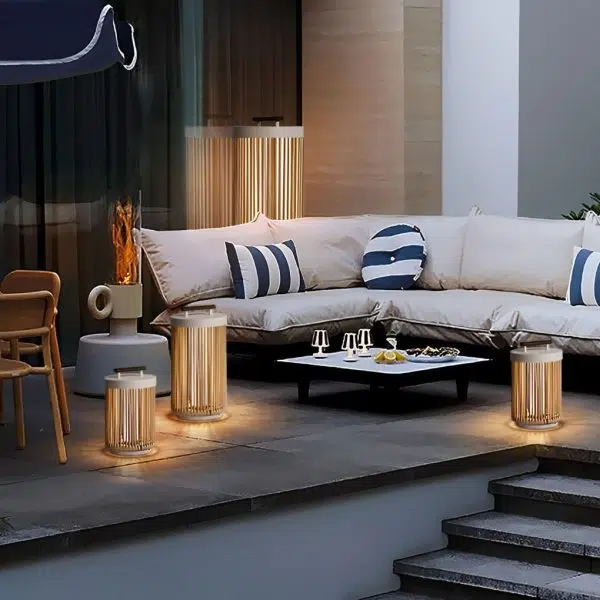 Handmade Rattan Waterproof LED Modern Portable Solar Outdoor Lanterns - Image 4