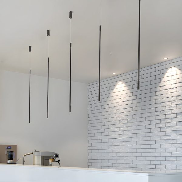 Black Long Vertical Linear LED Pendant Ceiling Light - Image 2