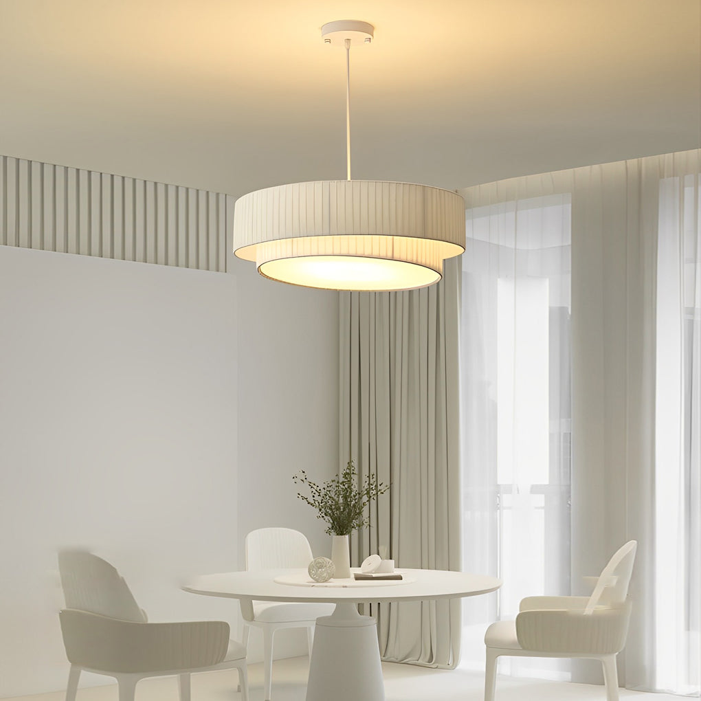 6-424a8712-ebb3-4d4b-ab52-e1893125b845.jpg Double Layer Drum Pleated Fabric White Creative Nordic Chandelier Light - Image 1