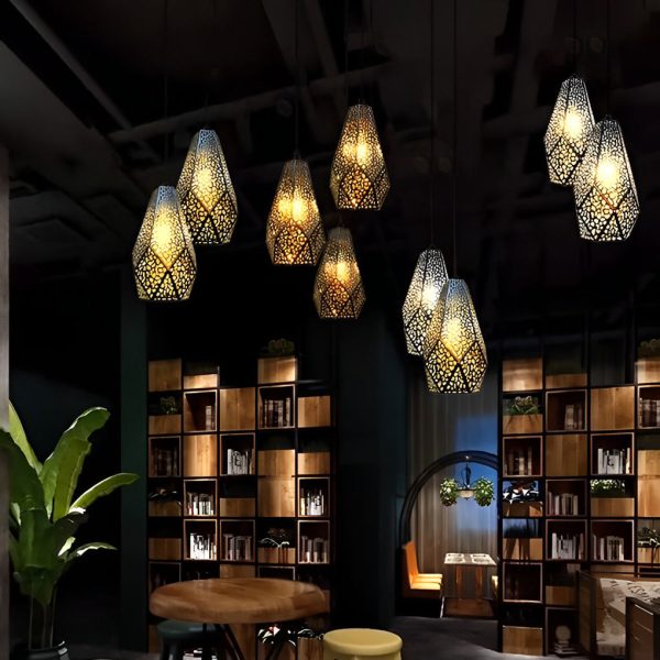 Hollow Stainless Steel Gourd Electroplated Postmodern Chandelier - Image 4