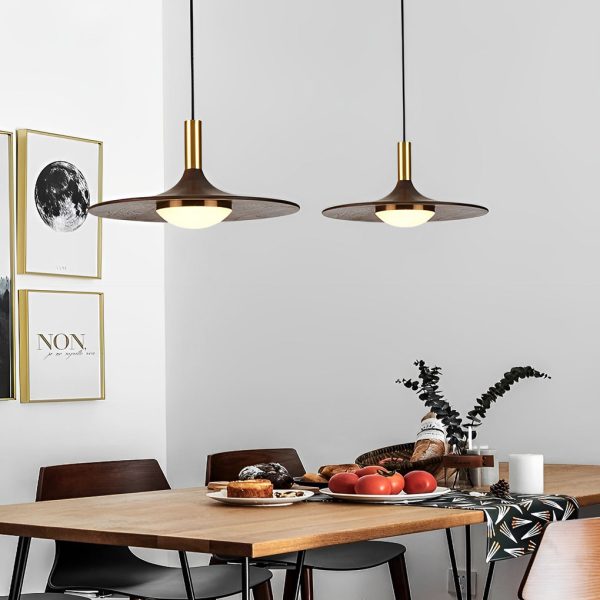 Creative Flying Saucer Shape Wood LED Nordic Chandelier Pendant Lights - Image 3
