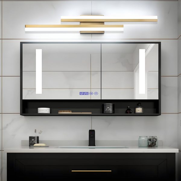 Modern 2-Light Linear LED Wall Lamp with 3-Step Dimming - Black/Gold Wall Sconce - Image 6