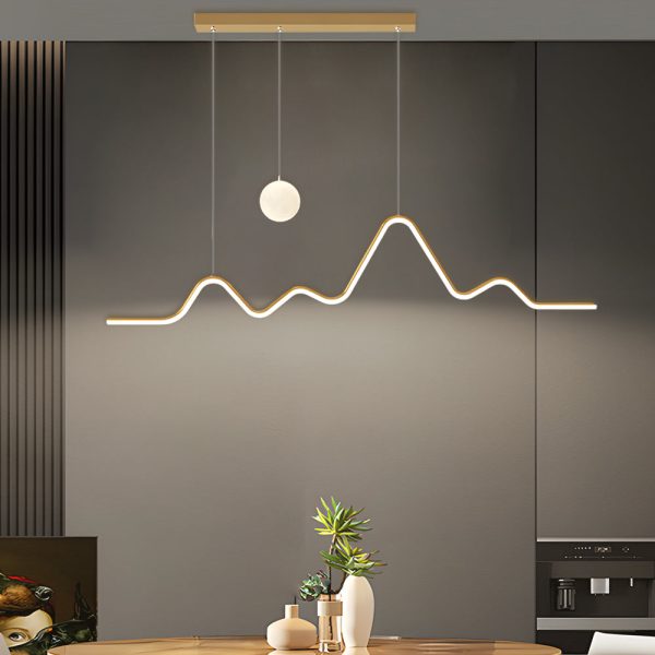 Long Strip Waves Mountain Moon 3 Step Dimming Modern Dining Room Light - Image 3