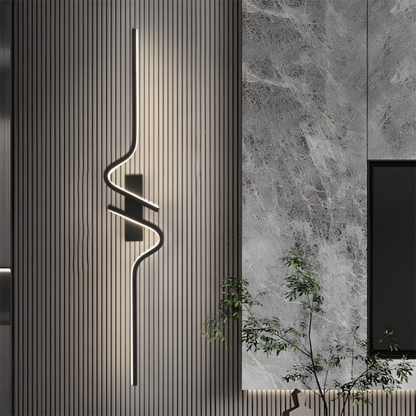 Minimalist Long Wave Aluminum Black Decorative LED Wall Lamp - Image 4