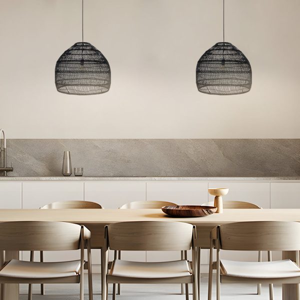 15.7-/19.7-Inch W Rattan Woven Dome Pendant Light - Image 4