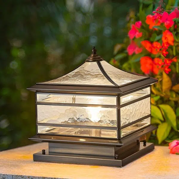 Waterproof Glass Copper Vintage Outdoor Fence Post Lights Pillar Light - Image 4