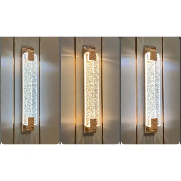 European Light Luxury Rectangular Bubble Crystal LED Wall Sconce Lamp - Image 12