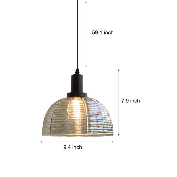 9.44 In. Vintage 1-Light Glass Dome Pendant Light - Image 5
