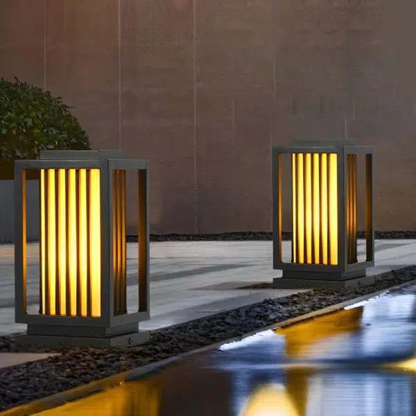 Modern Black LED Cage Pathway Lawn Lamp - Image 6