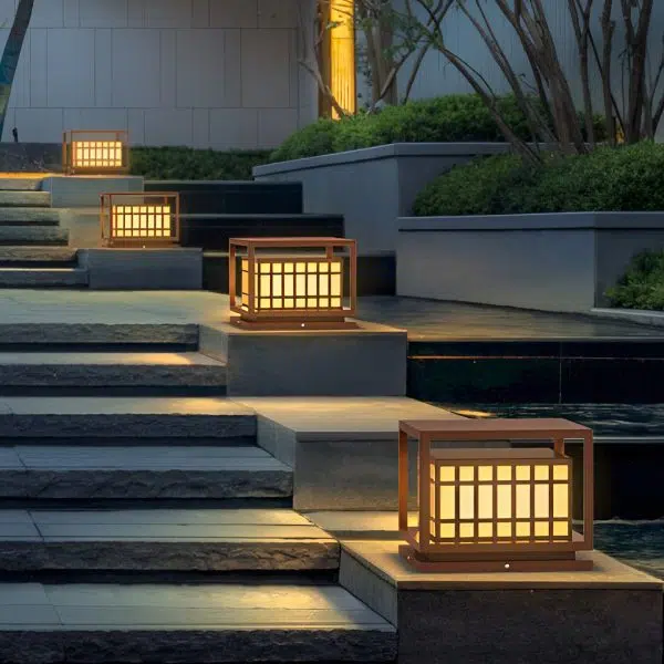 Square LED Waterproof Brown Modern Outdoor Deck Post Lights Pillar Light - Image 4