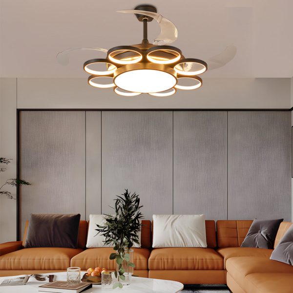 Invisible Silent Ceiling Fan Ring Remote LED Chandelier - Image 4