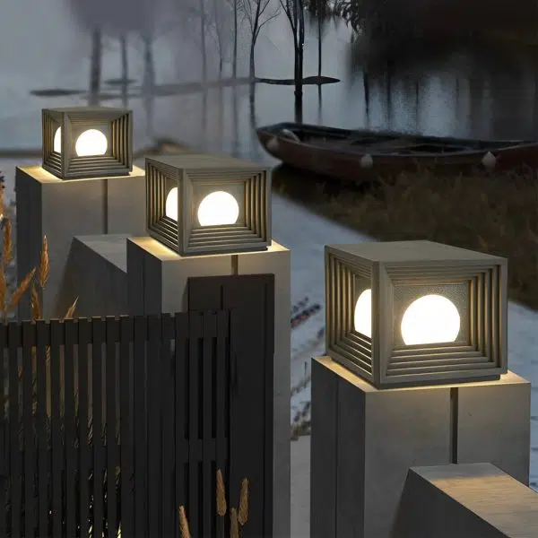 Waterproof Square Creative LED Black Modern Solar Fence Post Lights - Image 5