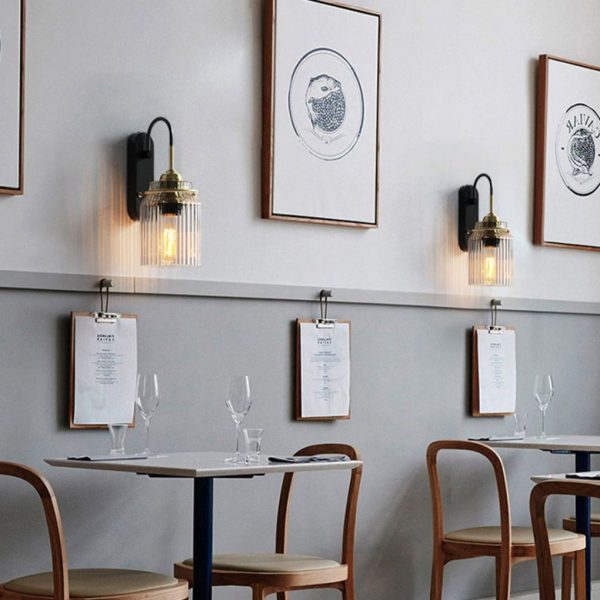 Round Funnel Wavy Glass Shade LED Modern Wall Lamp Wall Sconces Lights - Image 2