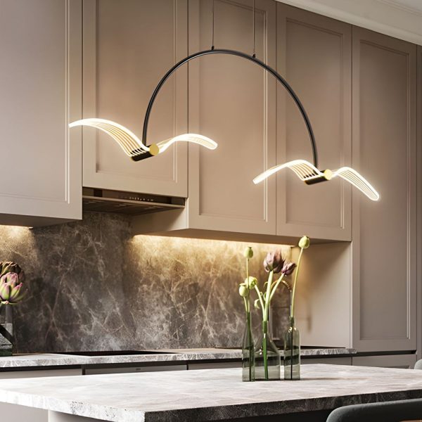 2/4-Light Modern LED Acrylic Seagull Linear Chandelier for Dining - Image 4
