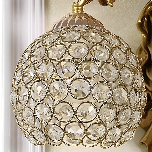 Resin Antique Angel Creative Glass Crystal European Style Wall Lamp - Image 5