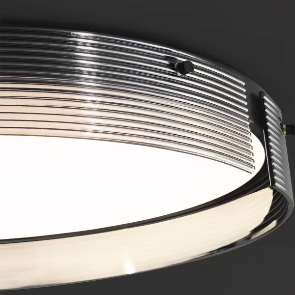 16.5/20.5-in Round Black Stripe Glass LED Flush Mount Light - Image 5