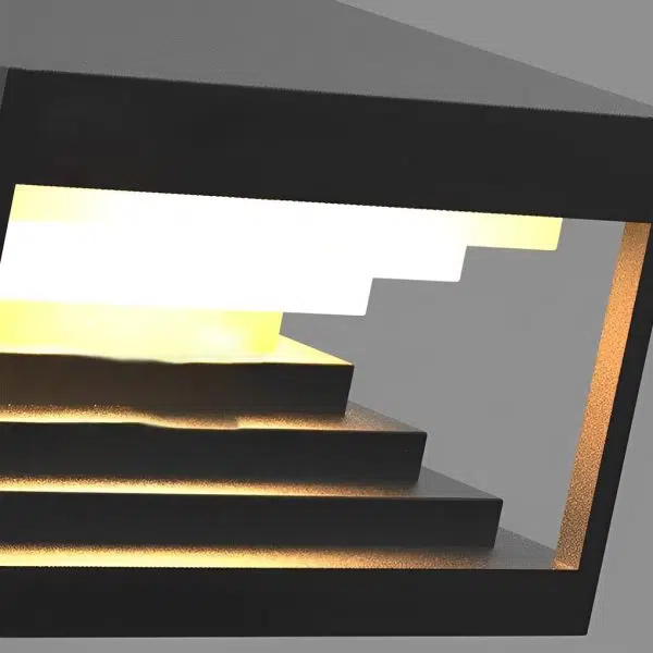 Square Steps Creative Waterproof LED Black Modern Solar Post Caps Lights - Image 5