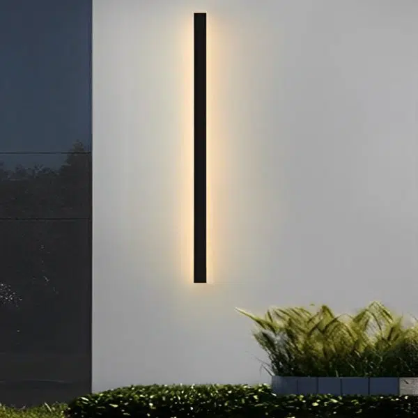 Minimalist Long Strip LED Waterproof Black Modern Solar Wall Sconce Lighting - Image 2