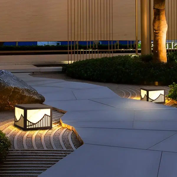 Waterproof LED Mountain Scenery Modern Solar Deck Post Lights Lawn Lights - Image 3