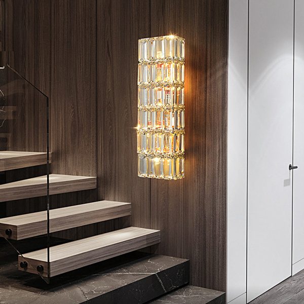 Round Rectangular Luxury Crystal Three Step Dimming Modern Wall Lamp - Image 5