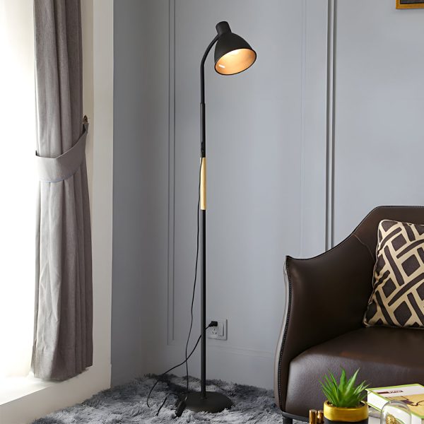 59 inch Wood and Metal Arc LED Task Floor Lamp - Image 2