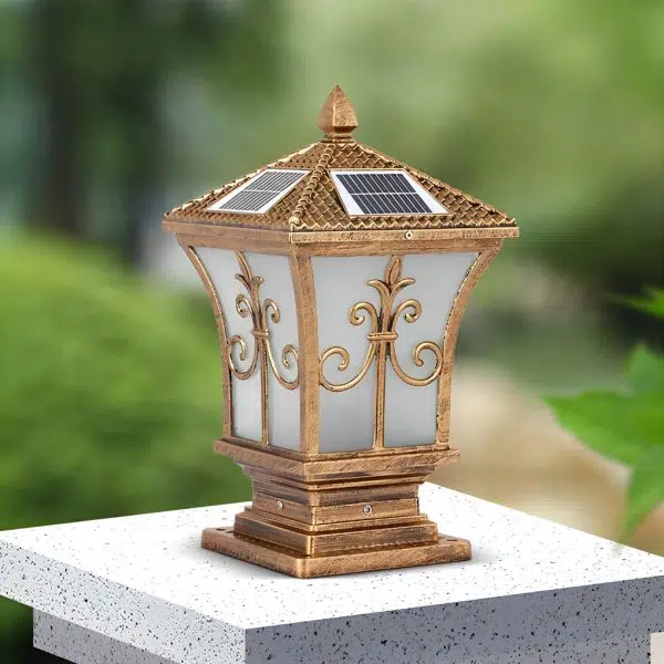 Vintage Pattern Waterproof Automatic Solar Powered Fence Post Lights - Image 6