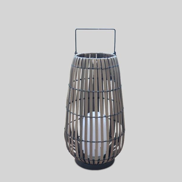 Modern Rattan Weaving Oval Cage Outdoor Patio Waterproof Floor Lamp - Image 10