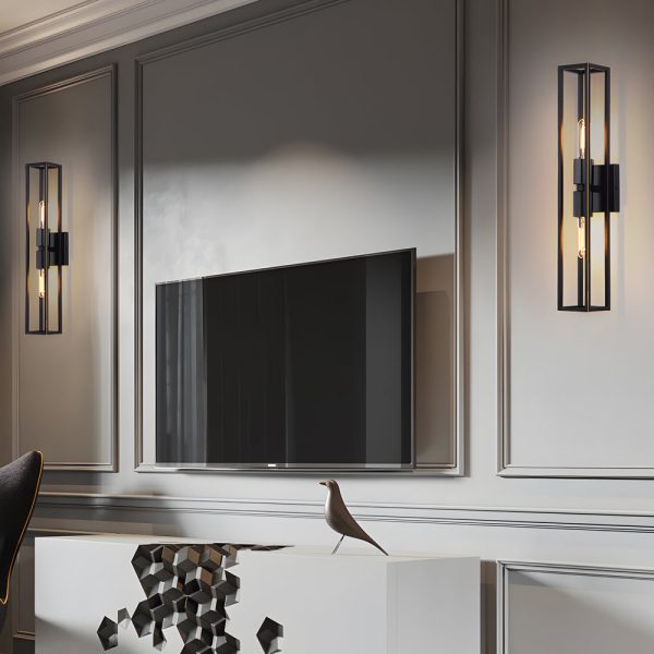 Simple Metal Frame Glass Shade American Style Wall Sconce Lighting - Image 6