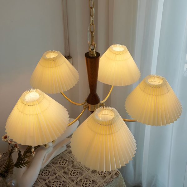 3 Lights Pleated Lampshade 12W LED Nordic Chandelier Pendant Light - Image 4