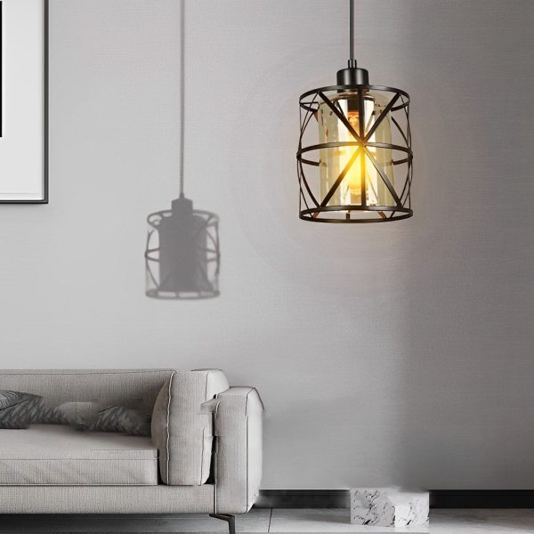 Creative Round Iron Glass Black Retro Industrial Style Pendant Lights - Image 3