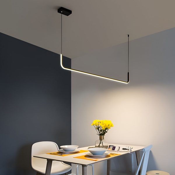 Minimalist Strip Three Step Dimming LED Black Nordic Chandelier Pendant Light - Image 5