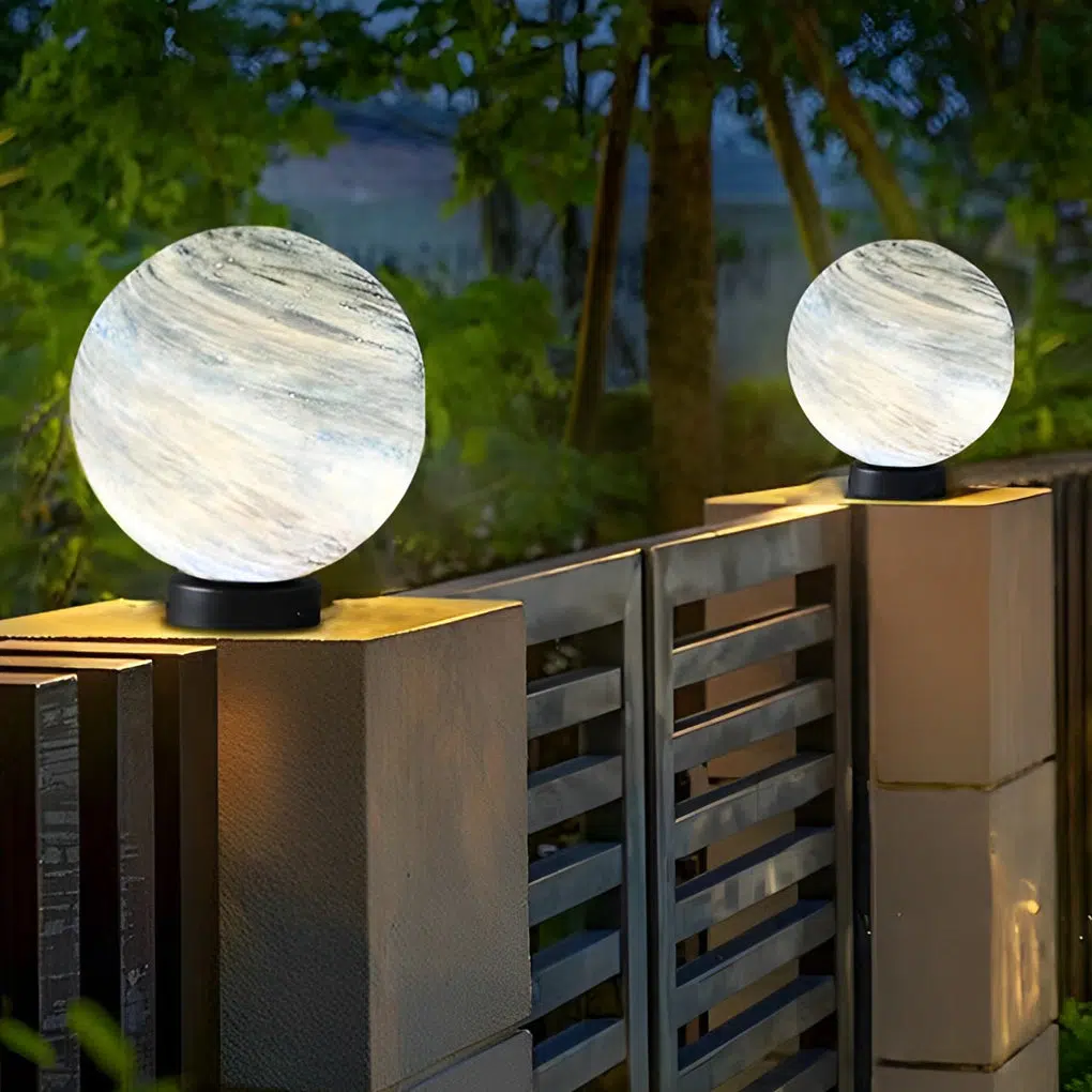 6-801c27ac-6335-426e-9a4d-b0d38648207f.jpg Round Glass Planets Design Waterproof Modern Outdoor Fence Post Lights - Image 1