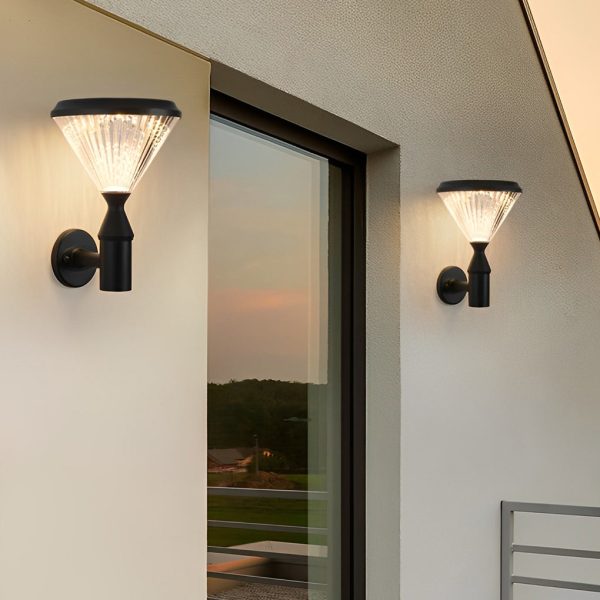 Round Waterproof Light Control LED Black Modern Solar Outdoor Lights - Image 3