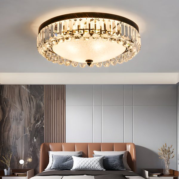 Round Crystal LED 3 Step Dimming Luxury American Style Ceiling Lights - Image 4