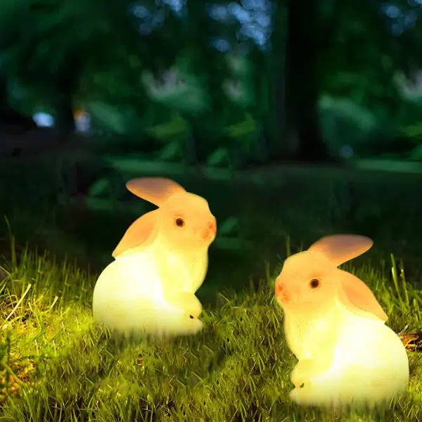Resin and Fiberglass Rabbit Garden Lights Modern Waterproof Outdoor Lighting - Image 3