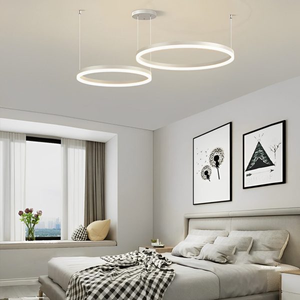 Circular Rings Creative LED 3 Step Dimming White Modern Chandelier Light - Image 3