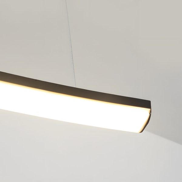 Modern LED Linear Arcing Pendant Lighting: Matte Black Fixture for Dining Room & Kitchen Island - Image 5