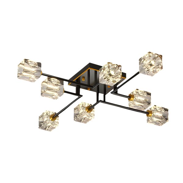 Modern Copper Crystal Cube Semi-Flush Mount Light Fixture, 4/6/8-Light - Image 15
