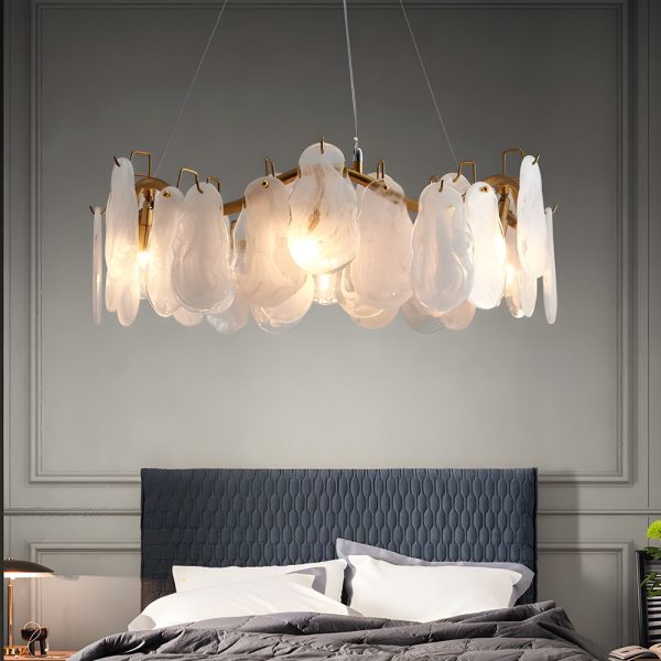 Round Long Wave Glass Clouds 3 Step Dimming Luxury French Style Chandelier - Image 2