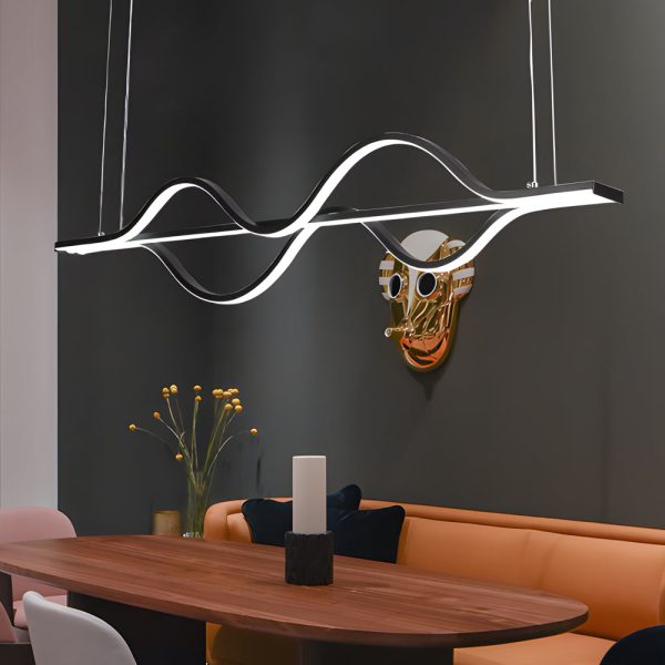 Simple Long Waves Lines 3 Step Dimming Modern Dining Room Chandeliers - Image 5