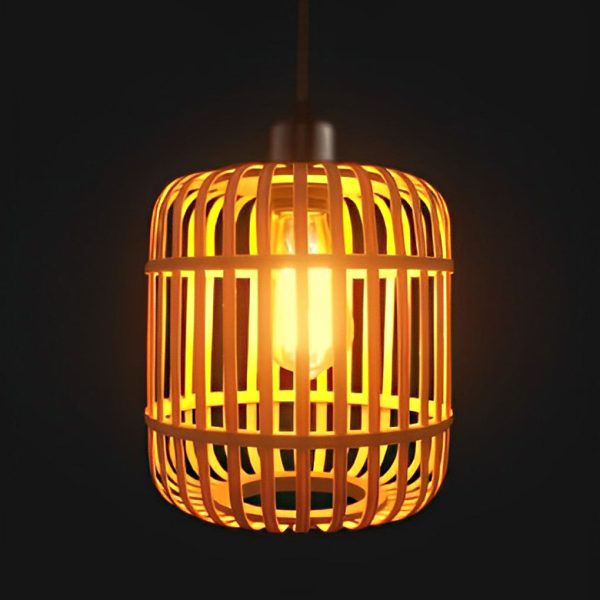 Handmade Rattan Lantern Shape Minimalist Japanese Style Pendant Lights - Image 5