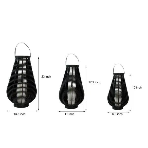 Waterproof PVC Weaving Rattan LED Black Modern Portable Solar Lanterns - Image 5
