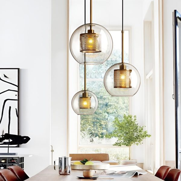 Minimalist Round Glass LED Industrial Pendant Light Kitchen Island Lighting - Image 7