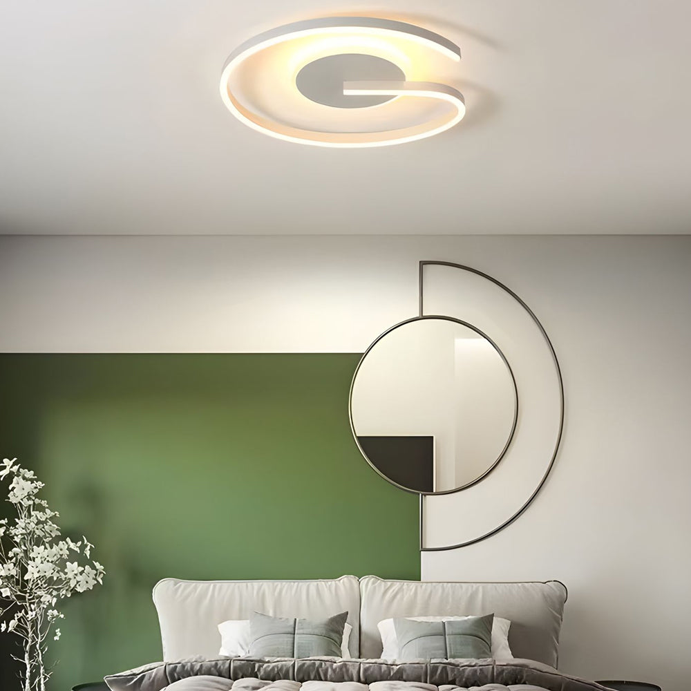 6-954ac4ba-99db-4d75-9434-15abb35642a7.jpg White/Black Open Ring Circle Ceiling Lamp LED Bedroom Flush Mounted Ceiling Light - Image 4